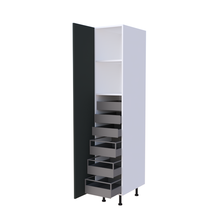 Colonne 1 porte + 6 tiroirs intérieurs - Larg. 40cm - Haut. 215cm (pieds inclus)