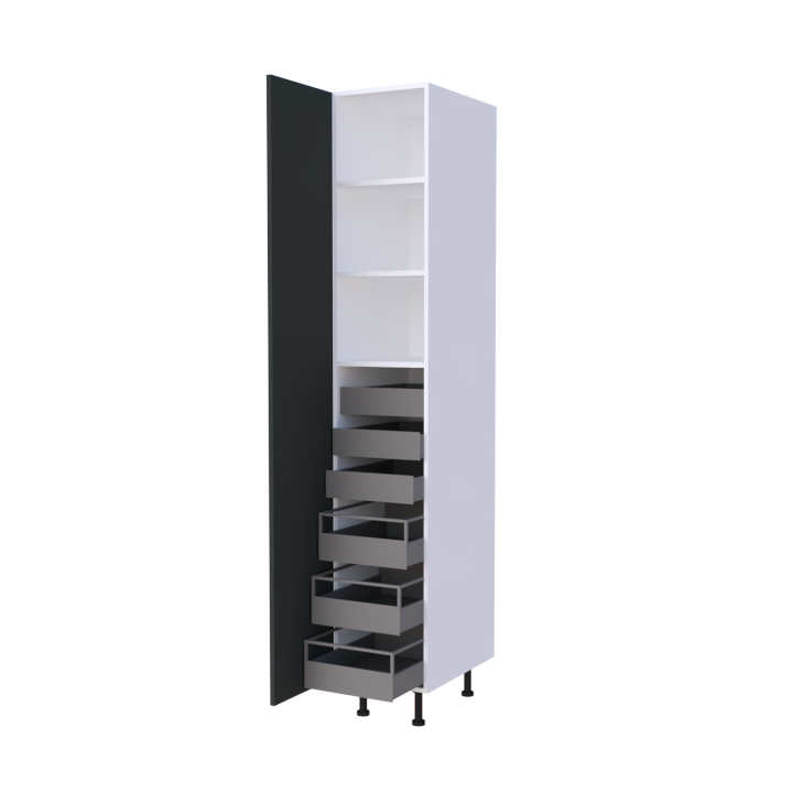 Colonne 1 porte + 6 tiroirs intérieurs - Larg. 40cm - Haut. 235cm (pieds inclus)