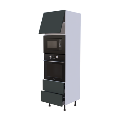 Colonne Four et micro onde + 2 casseroliers + 1 porte abattant - Larg. 60cm - Haut. 215cm (pieds inclus)