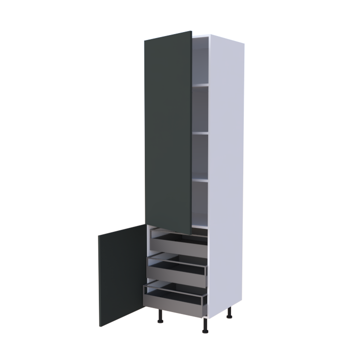 Colonne 2 portes + 3 tiroirs intérieurs - Larg. 60cm - Haut. 235cm (pieds inclus)