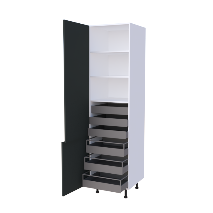 Colonne 2 portes + 6 tiroirs intérieurs - Larg. 60cm - Haut. 235cm (pieds inclus)