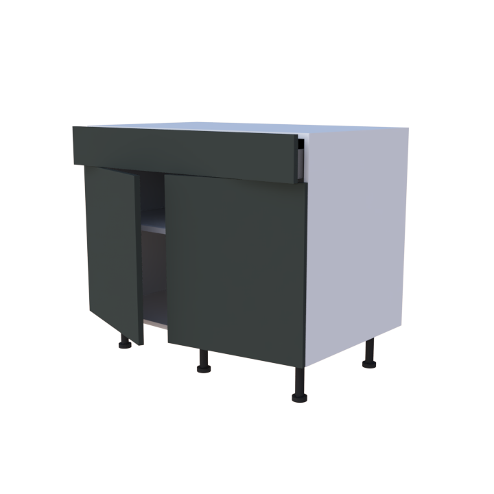 Meuble bas 2 portes + 1 tiroir - larg. 100 cm - Haut. 85cm (pieds inclus)