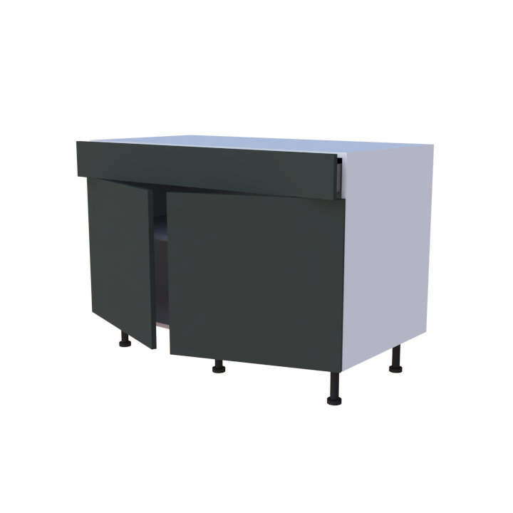 Meuble bas 2 portes + 1 tiroir - larg. 120 cm - Haut. 85cm (pieds inclus)