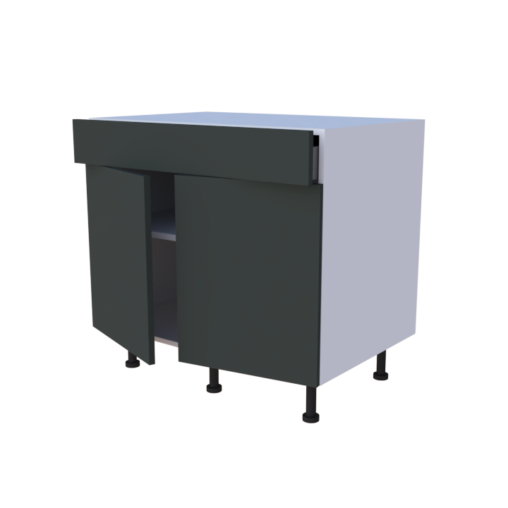Meuble bas 2 portes + 1 tiroir - larg. 90 cm - Haut. 85cm (pieds inclus)