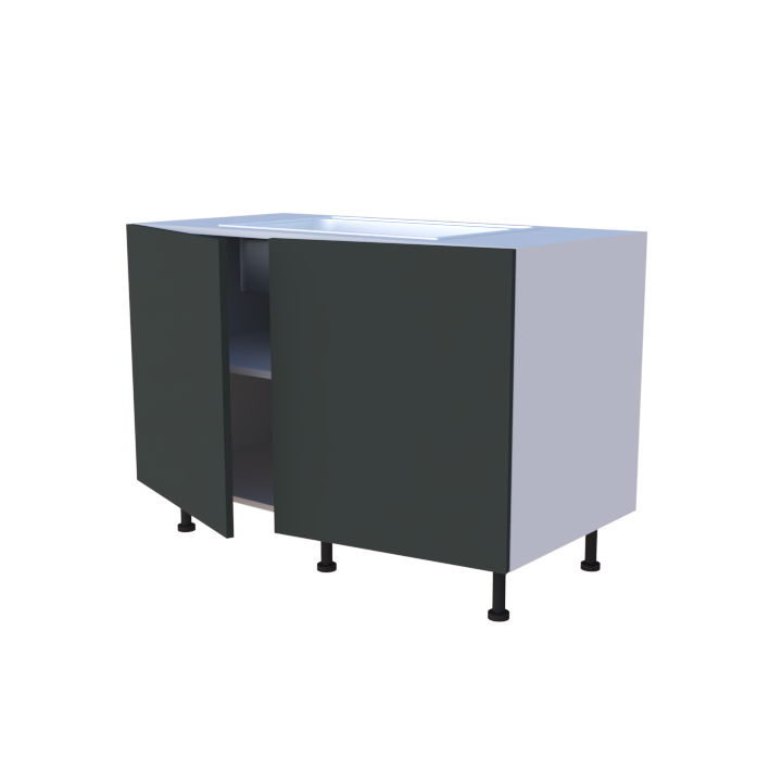 Meuble bas evier 2 portes - larg. 120cm - Haut. 85cm (pieds inclus)