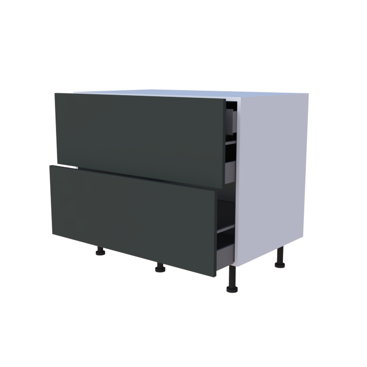 Meuble bas 2 casseroliers avec 1 tiroirs caché - larg. 100 cm - Haut. 85cm (pieds inclus)