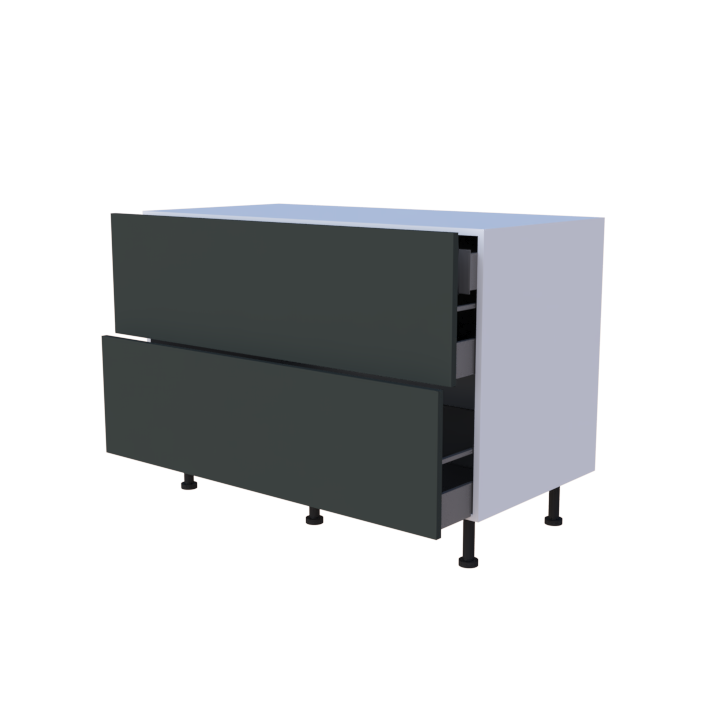 Meuble bas 2 casseroliers avec 1 tiroirs caché - larg. 120 cm - Haut. 85cm (pieds inclus)