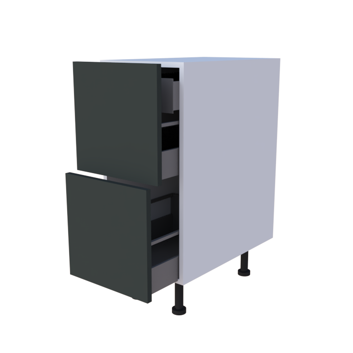 Meuble bas 2 casseroliers + 1 tiroir caché - Larg. 35cm - Haut. 85cm (pieds inclus)