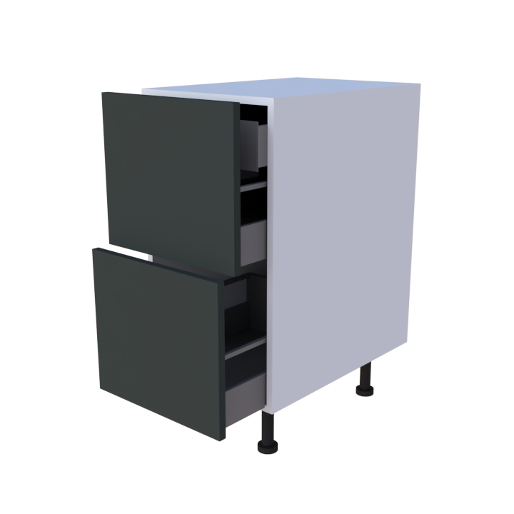 Meuble bas 2 casseroliers + 1 tiroir caché - Larg. 40cm - Haut. 85cm (pieds inclus)