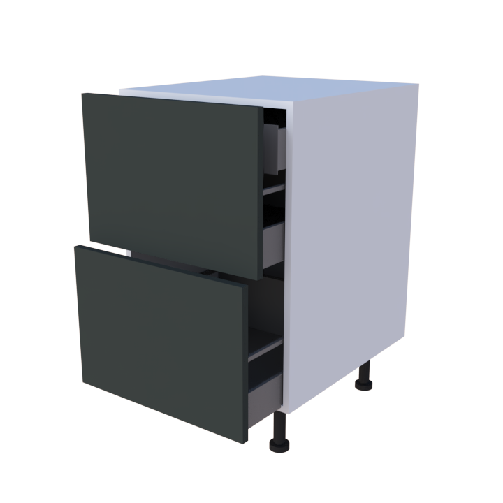 Meuble bas 2 casseroliers + 1 tiroir caché - Larg. 50cm - Haut. 85cm (pieds inclus)