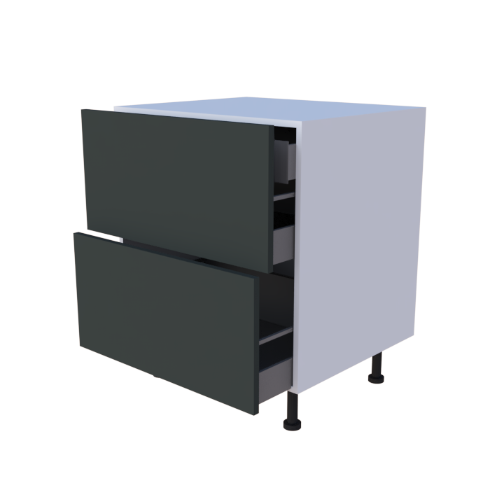 Meuble bas 2 casseroliers avec 1 tiroirs caché - larg. 70 cm - Haut. 85cm (pieds inclus)