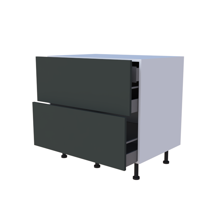 Meuble bas 2 casseroliers avec 1 tiroirs caché - larg. 90 cm - Haut. 85cm (pieds inclus)