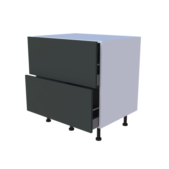 Meuble bas 2 casseroliers - Larg. 80cm - faible profondeur - Haut. 85cm (pieds inclus)