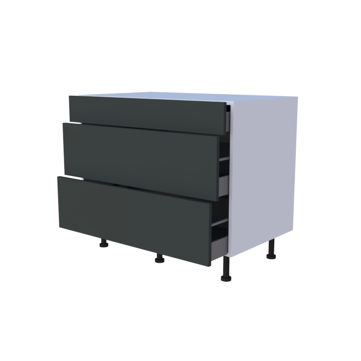 Meuble bas 3 casseroliers - larg. 100cm - Haut. 85cm (pieds inclus)