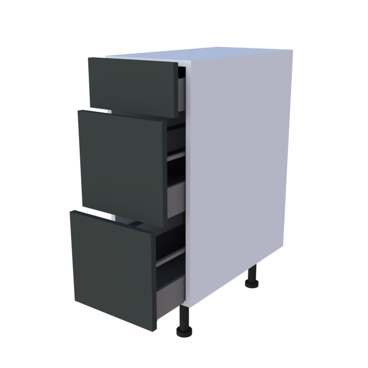 Meuble bas 3 casseroliers - larg. 30 cm - Haut. 85cm (pieds inclus)