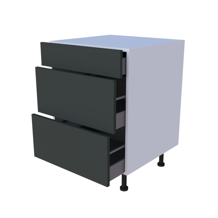 Meuble bas 3 casseroliers - larg. 60cm - Haut. 85cm (pieds inclus)