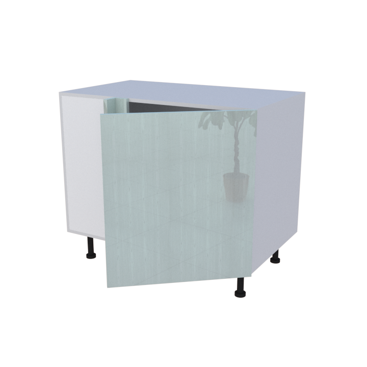Meuble bas d'angle droite 1 porte - Larg. 100cm - Haut. 85cm (pieds inclus)