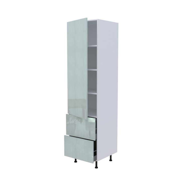 Colonne 1 porte + 2 casseroliers - Larg. 60cm - Haut. 235cm (pieds inclus)