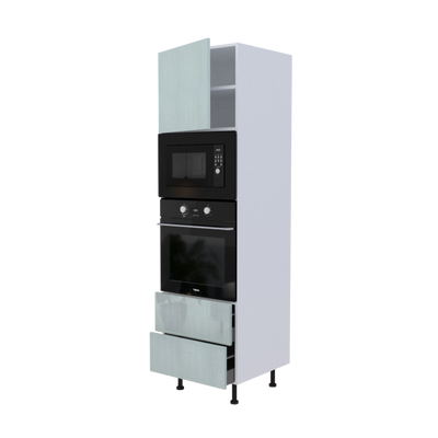 Colonne Four et micro onde + 2 casseroliers + 1 porte battante - Larg. 60cm - Haut. 215cm (pieds inclus)