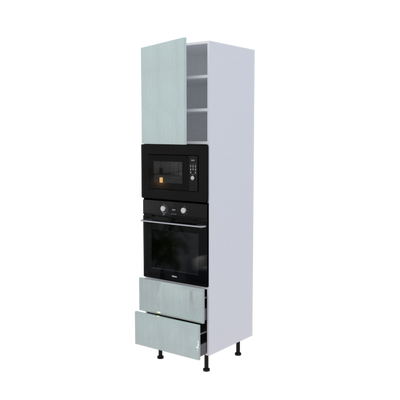 Colonne Four et micro onde + 2 casseroliers + 1 porte battante - Larg. 60cm - Haut. 235cm (pieds inclus)