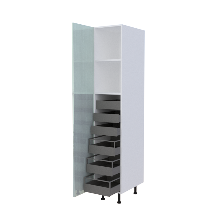 Colonne 1 porte + 6 tiroirs intérieurs - Larg. 40cm - Haut. 215cm (pieds inclus)