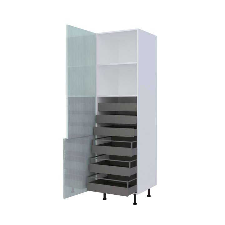 Colonne 1 porte + 6 tiroirs intérieurs - Larg. 60cm - Haut. 215cm (pieds inclus)