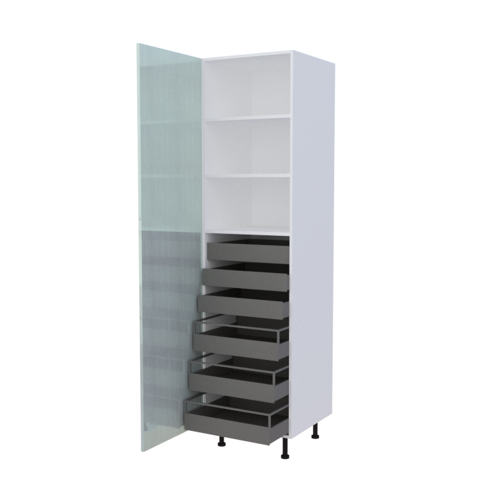 Colonne 1 porte + 6 tiroirs intérieurs - Larg. 60cm - Haut. 235cm (pieds inclus)