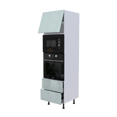 Colonne Four et micro onde + 2 casseroliers + 1 porte abattant - Larg. 60cm - Haut. 215cm (pieds inclus)