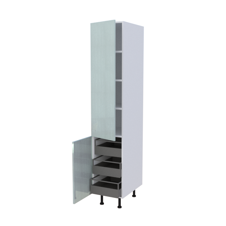 Colonne 2 portes + 3 casseroliers intérieures - Larg. 60cm - Haut. 215cm (pieds inclus)