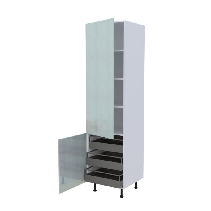 Colonne 2 portes + 3 tiroirs intérieurs - Larg. 60cm - Haut. 235cm (pieds inclus)