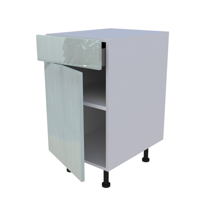 Meuble bas 1 porte + 1 tiroir  - Larg. 45cm - Haut. 85cm (pieds inclus)