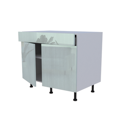 Meuble bas 2 portes + 1 tiroir - larg. 100 cm - Haut. 85cm (pieds inclus)