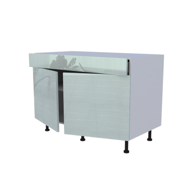 Meuble bas 2 portes + 1 tiroir - larg. 120 cm - Haut. 85cm (pieds inclus)