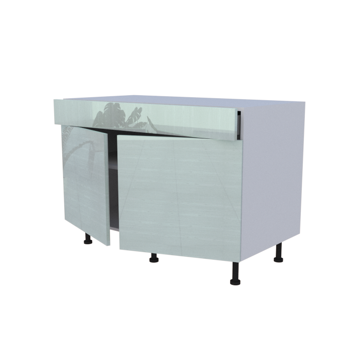 Meuble bas 2 portes + 1 tiroir - larg. 120 cm - Haut. 85cm (pieds inclus)
