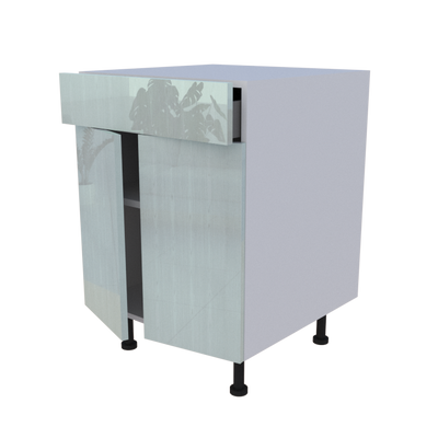 Meuble bas 2 portes + 1 tiroir - larg. 60 cm - Haut. 85cm (pieds inclus)