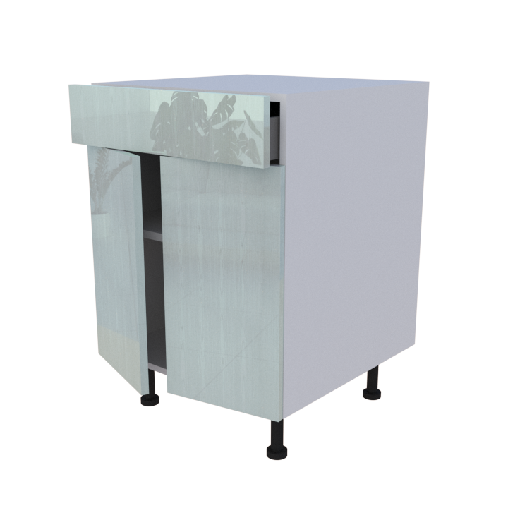 Meuble bas 2 portes + 1 tiroir - larg. 60 cm - Haut. 85cm (pieds inclus)