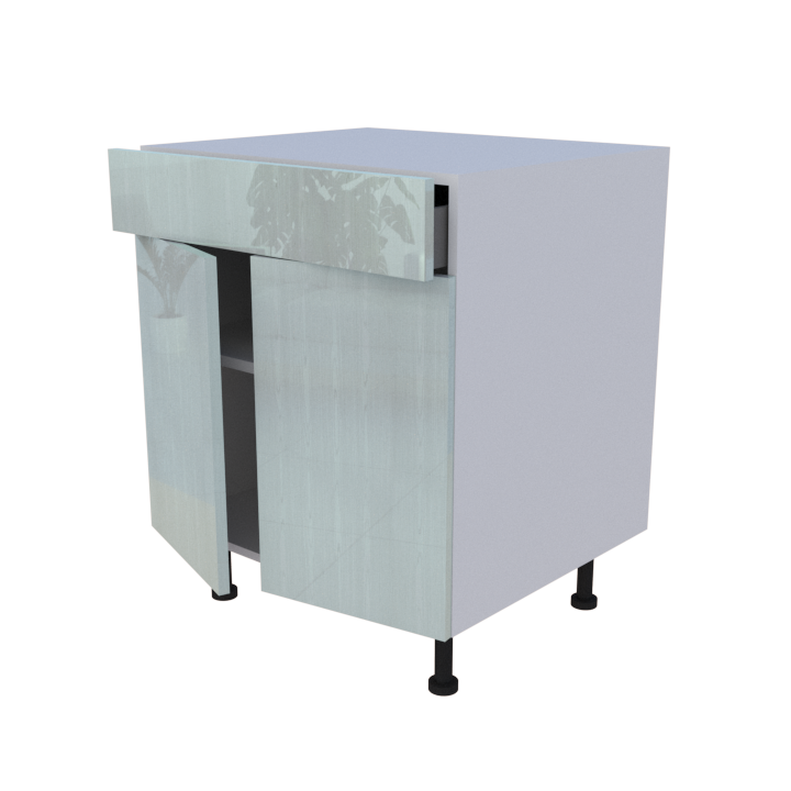 Meuble bas 2 portes + 1 tiroir - larg. 70 cm - Haut. 85cm (pieds inclus)
