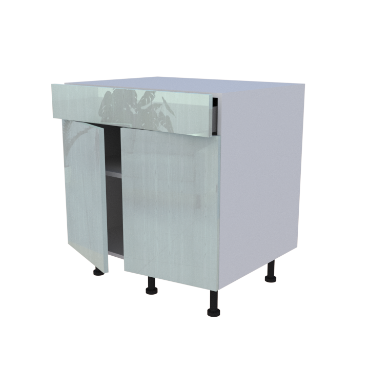Meuble bas 2 portes + 1 tiroir - larg. 80 cm - Haut. 85cm (pieds inclus)