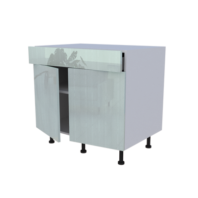 Meuble bas 2 portes + 1 tiroir - larg. 90 cm - Haut. 85cm (pieds inclus)