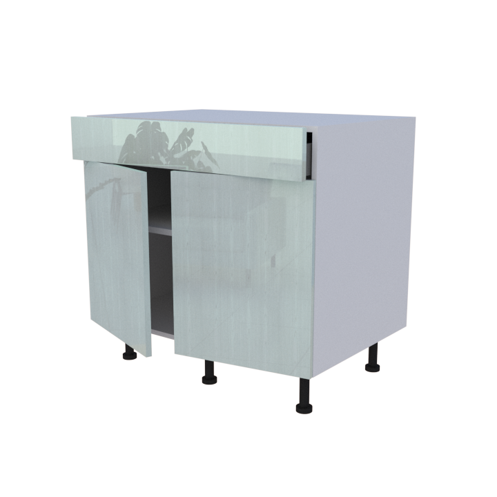 Meuble bas 2 portes + 1 tiroir - larg. 90 cm - Haut. 85cm (pieds inclus)