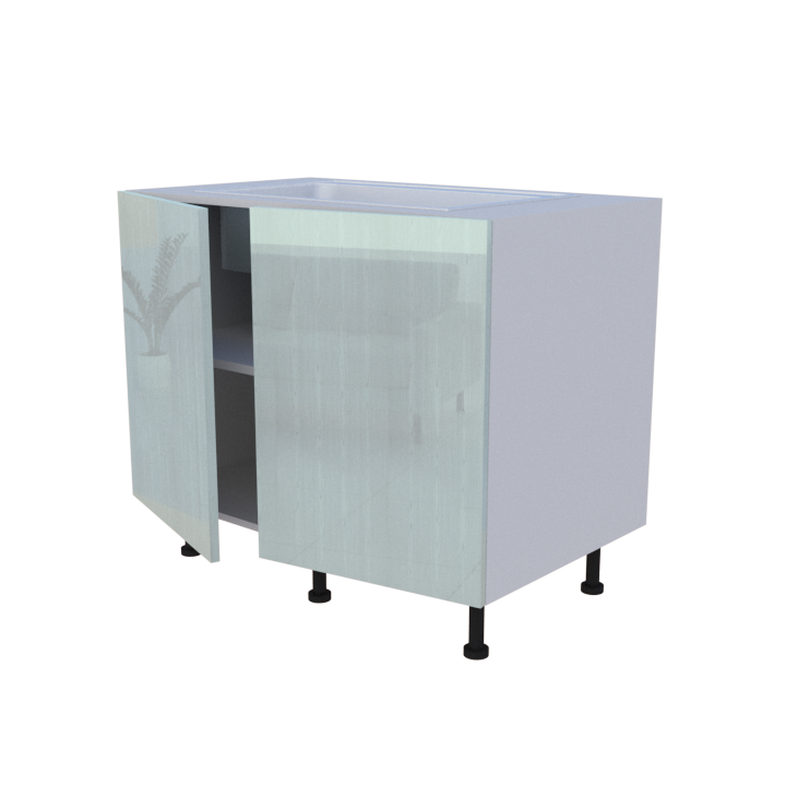 Meuble bas evier 2 portes - larg. 100cm - Haut. 85cm (pieds inclus)