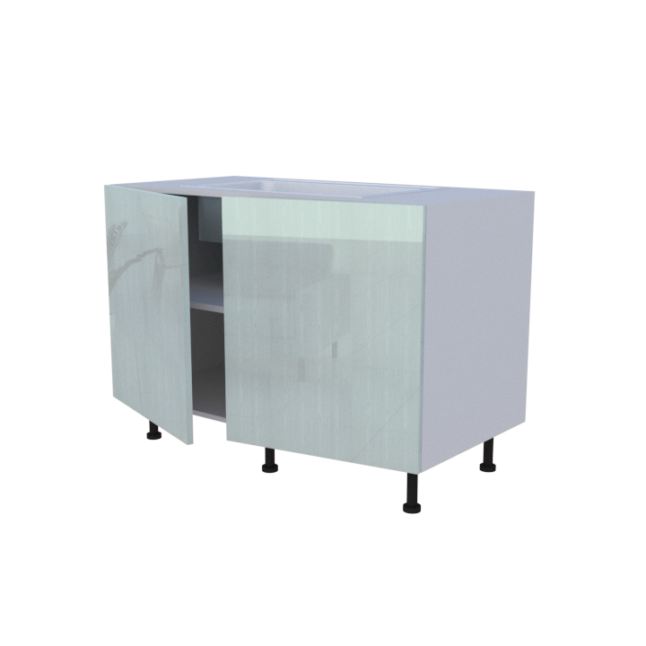 Meuble bas evier 2 portes - larg. 120cm - Haut. 85cm (pieds inclus)