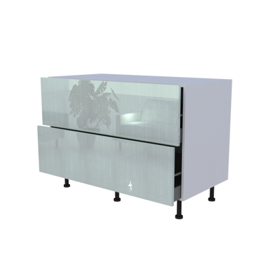 Meuble bas 2 casseroliers - Larg. 120cm - Haut. 85cm (pieds inclus)