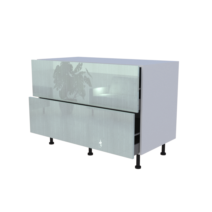 Meuble bas 2 casseroliers - Larg. 120cm - Haut. 85cm (pieds inclus)