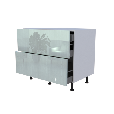 Meuble bas 2 casseroliers avec 1 tiroirs caché - larg. 100 cm - Haut. 85cm (pieds inclus)