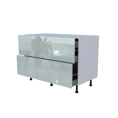 Meuble bas 2 casseroliers avec 1 tiroirs caché - larg. 120 cm - Haut. 85cm (pieds inclus)