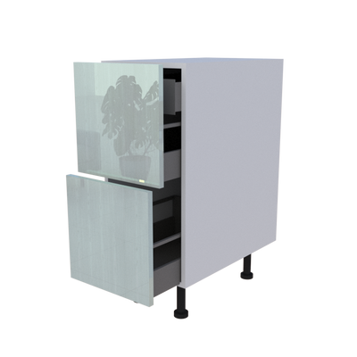 Meuble bas 2 casseroliers + 1 tiroir caché - Larg. 35cm - Haut. 85cm (pieds inclus)