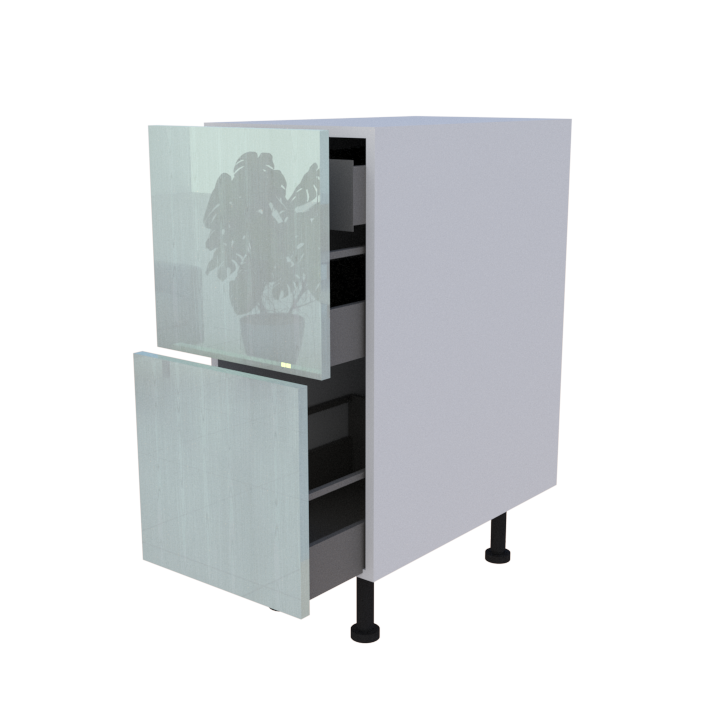Meuble bas 2 casseroliers + 1 tiroir caché - Larg. 35cm - Haut. 85cm (pieds inclus)