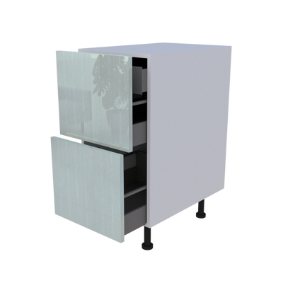 Meuble bas 2 casseroliers + 1 tiroir caché - Larg. 40cm - Haut. 85cm (pieds inclus)