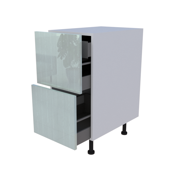 Meuble bas 2 casseroliers + 1 tiroir caché - Larg. 40cm - Haut. 85cm (pieds inclus)